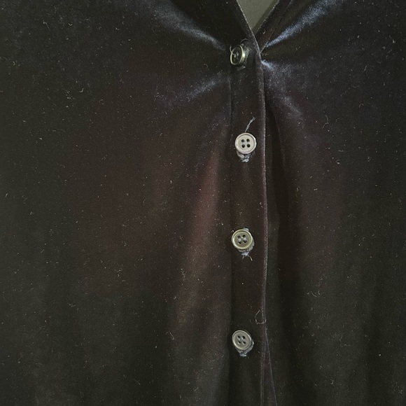 Necessary Objects Blue Velour Button Up Top - Picture 3 of 5